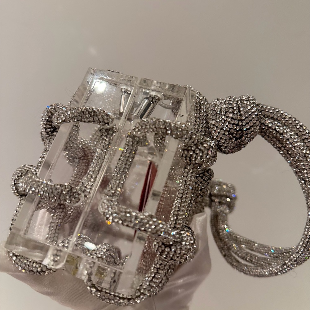 cult gaia Silver Crystal Knotted Acrylic Mini Shoulder Bag - Picture 6 of 14